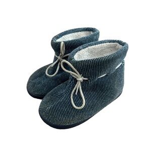 Jacadi Paris Baby Boy Sock Booties Lace Blue Size 22 USA 6